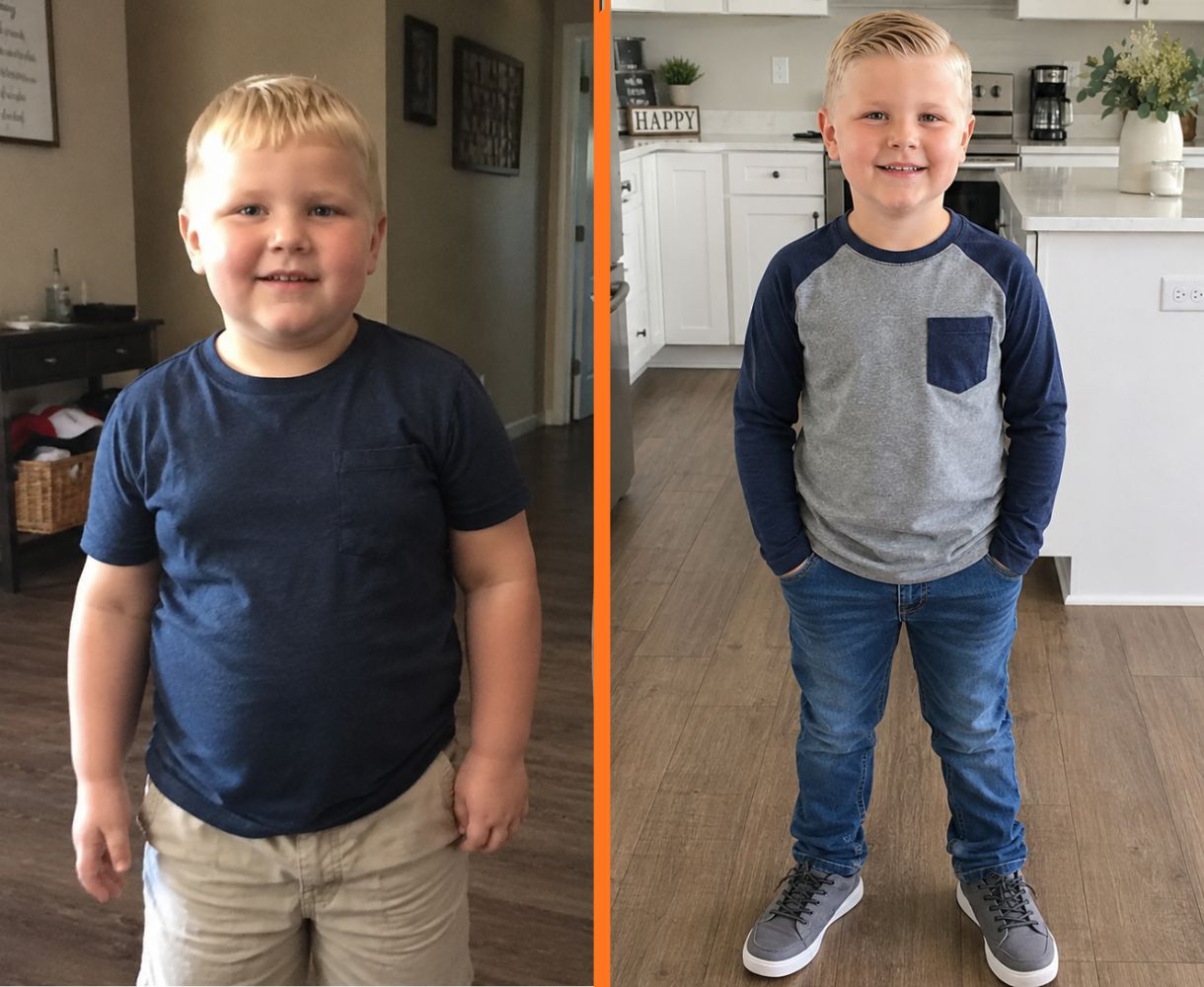 Lucas, age 6 — before and after