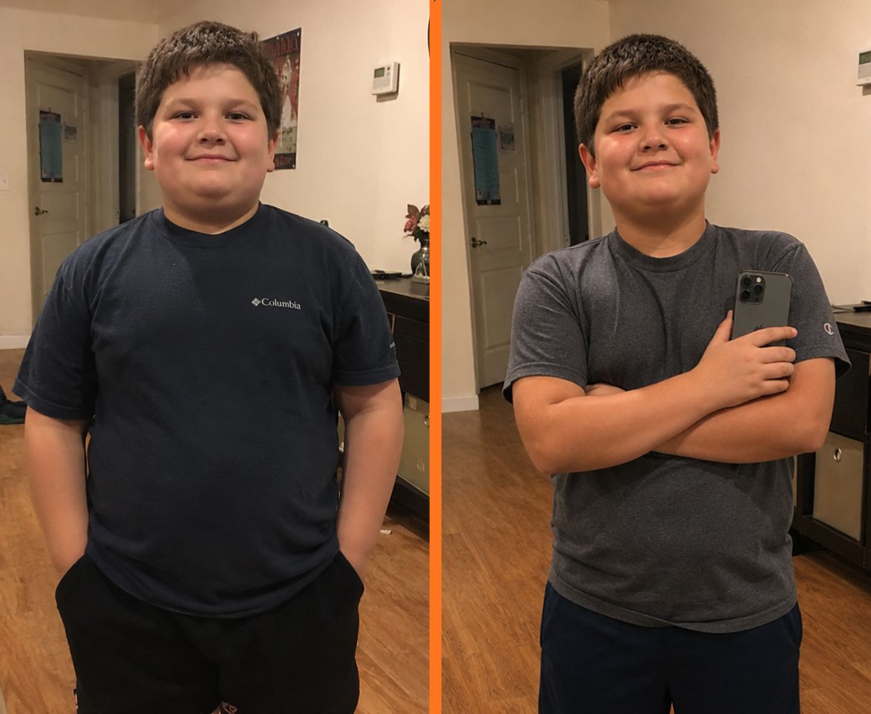 Ethan, age 11 — before and after